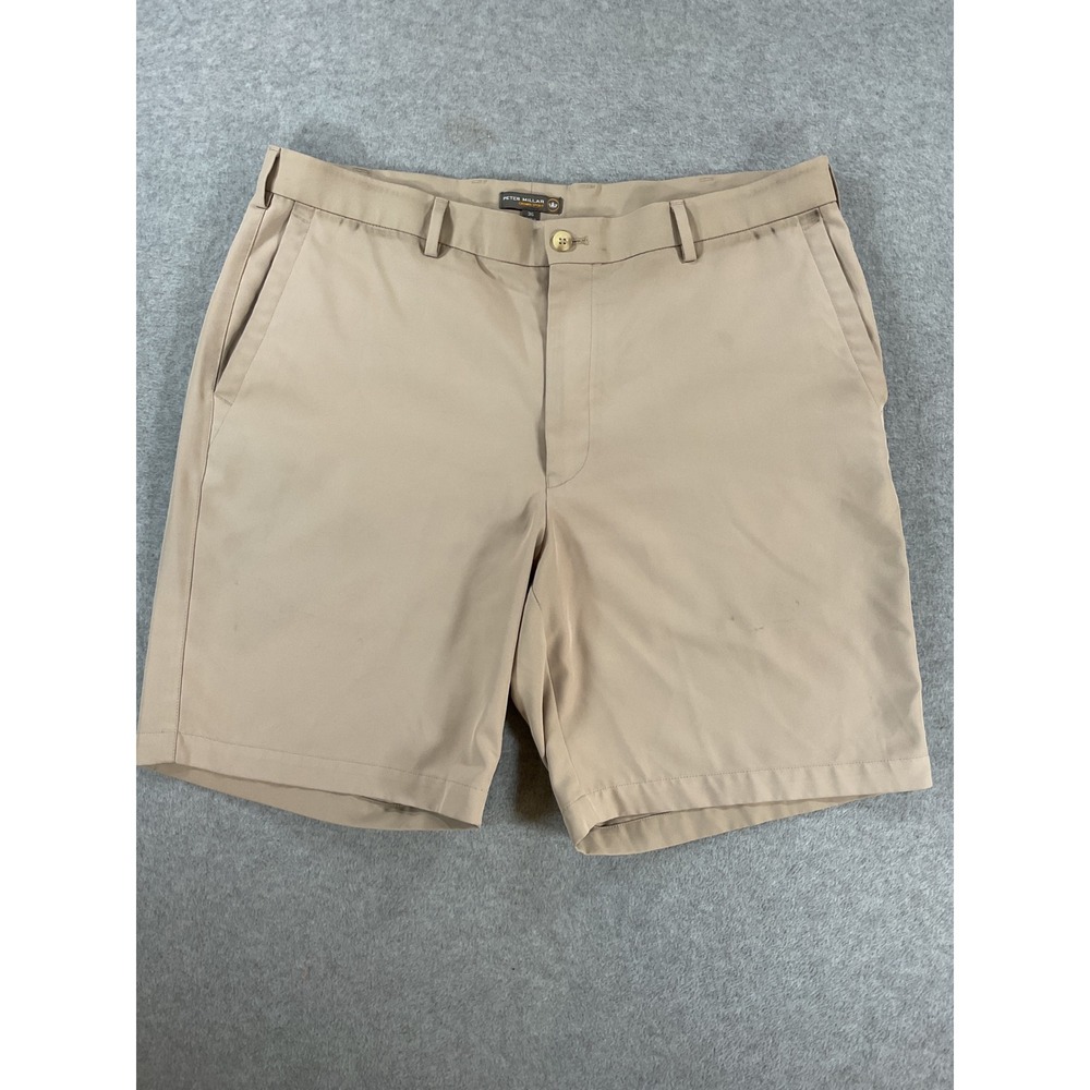 Peter Millar Crown Sport Khaki Tan Performance Golf Shorts Mens 36 2766